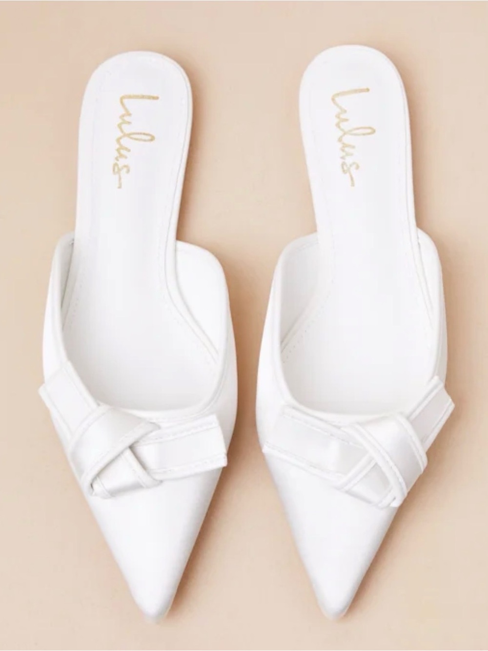 Lulus Kally White Satin Knotted Mule Flats - Size 6